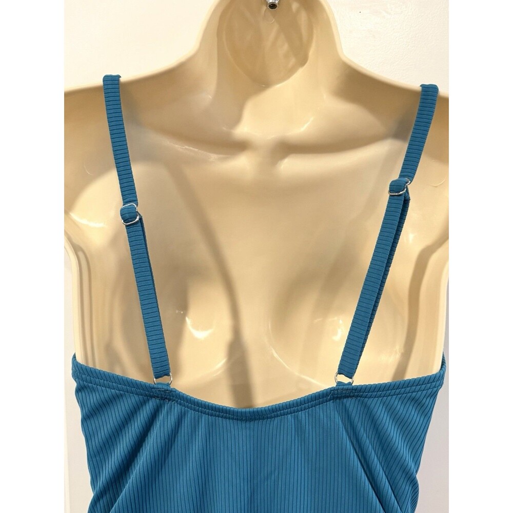 PinkBlush Teal Ribbed Ruched One-Piece Maternity Swimsuit - Large - Picture 9 of 14